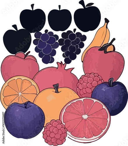 A Colorful Confluence of Fruits Depicts Nature's Bounty and Healthy Eating, Perfect for Culinary Arts and Nutritional Presentations