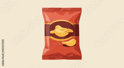 Red foil bag of chips with sample shown