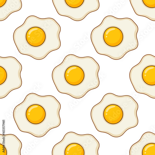 Sunny Side Up Eggs Seamless Pattern Breakfast Food Background Restaurant Menu Design Kitchen Decor Morning Meal Delicious and Nutritious