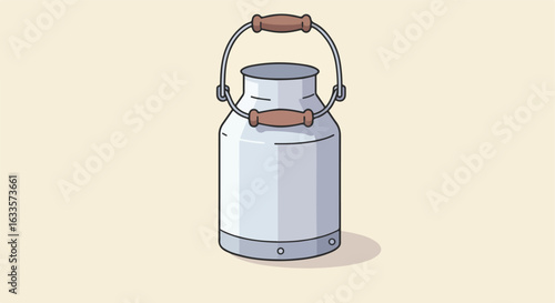 Silver milk can with wooden handles