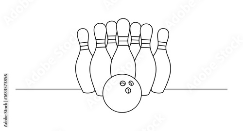 Simple outline of bowling pins and ball design