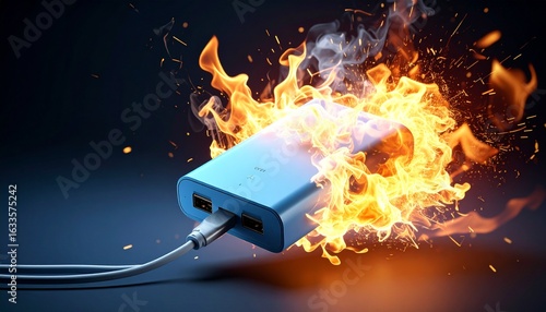 燃えているモバイルバッテリー