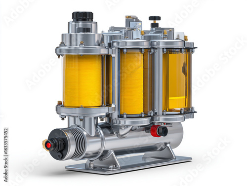 Industrial pump isolated on white background, a powerful machine for industry