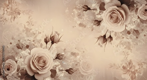 Abstract Rose Floral Texture in Beige and Brown Tones