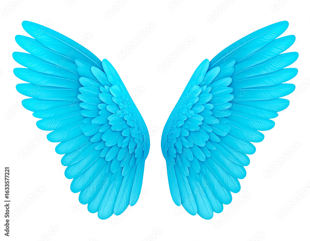 Obraz premium Angel wings blue wings feather wings isolated on transparent background