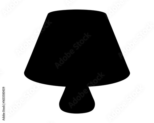 Silhouette of a table lamp with lampshade and bulb base design