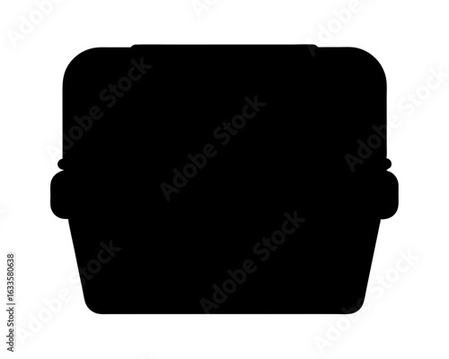 Monochrome silhouette of a food container, takeout box or lunch box