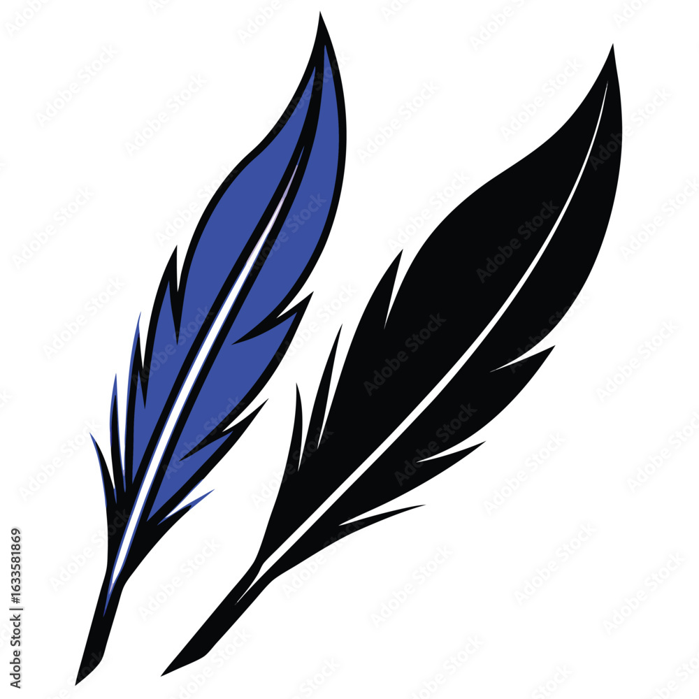 Obraz premium Blue and Black Feather Set
