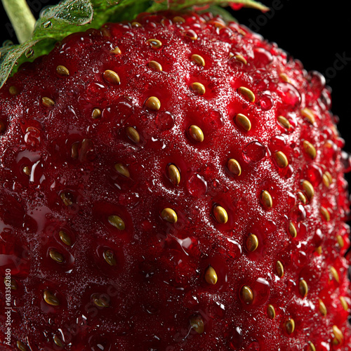 Wallpaper Mural Photorealistic close-up of a ripe strawberry with dew Torontodigital.ca