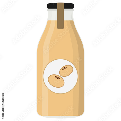 illustration of soymilk in a glass bottle