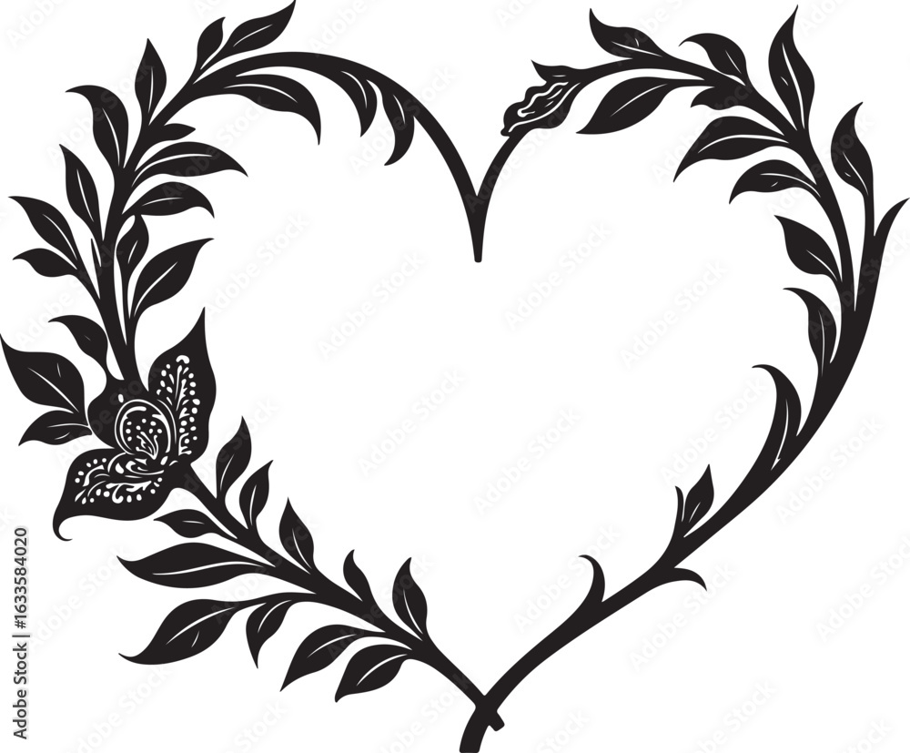 Obraz premium Floral Wreath & Border Line Art Set 