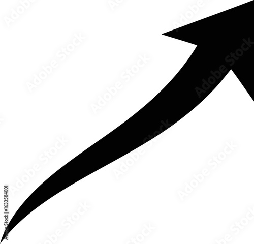 Dynamic Black Arrow Ascending Swiftly Symbolizing Growth and Progress with a Sleek Modern Design Against a Clean White Backdrop