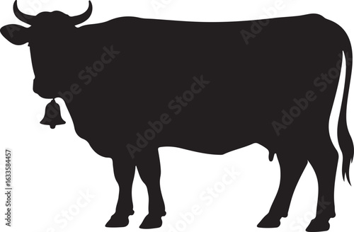 Cow Silhouette Vector | Farm Animal Clipart  Dairy Cow Silhouette | Rustic Farm Design  Standing Cow Silhouette | Livestock Animal Art