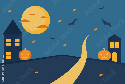 Haunted Halloween Decorated Street
