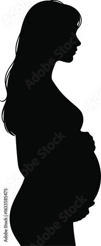 Pregnant woman silhouette profile female expectant mother