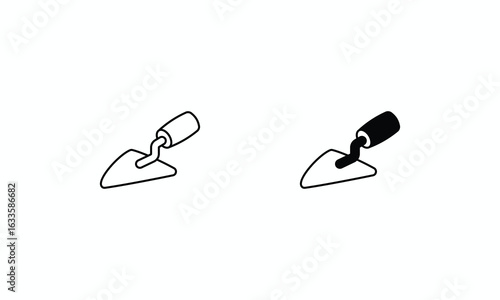 Trowel icons set Line and Glyph black vector icon stock illustration