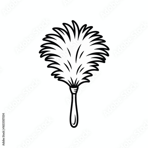 Hand drawn illustration of a fluffy feather duster on a white background