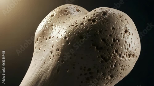 Detailed 3D rendering of bone tissue affected by osteoporosis disease