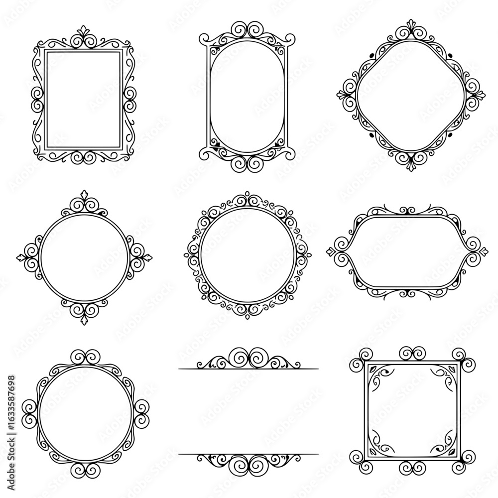 Obraz premium Elegant Frame Designs: A collection of intricate frame designs, perfect for adding a touch of sophistication and style to any project or design. Showcasing the beauty of timeless art.