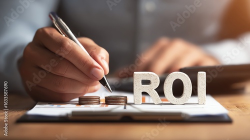 Entrepreneur calculating ROI