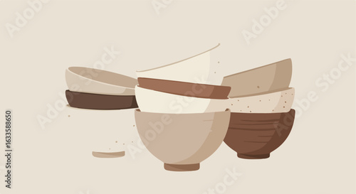 Stacked pottery bowls