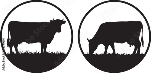 Cow Silhouette Vector | Farm Animal Clipart  Dairy Cow Silhouette | Rustic Farm Design  Standing Cow Silhouette | Livestock Animal Art