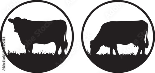 Cow Silhouette Vector | Farm Animal Clipart  Dairy Cow Silhouette | Rustic Farm Design  Standing Cow Silhouette | Livestock Animal Art