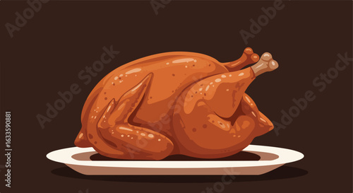 Roasted fowl on white plate
