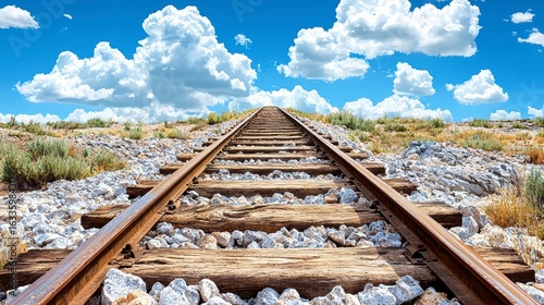 Railroad Tracks Leading to a Bright Sky