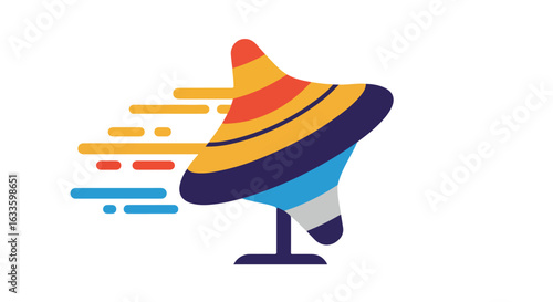 Abstract stylized spinning top with motion lines