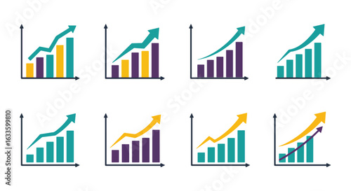 Colorful bar graphs showing growth trends