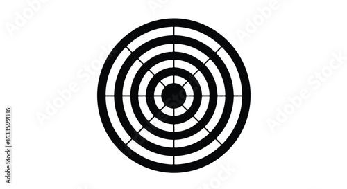 Black target with white background and lines dividing each ring