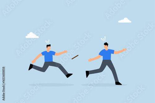 Fail baton pass, mistrust partner businessman fail Baton pass lose business competition