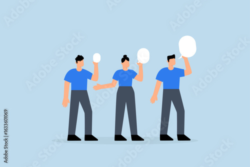 Business secret, business colleagues whisper the gossip secret to team members
