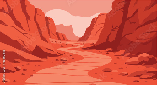 Red canyon with winding path