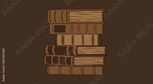 Stack of brown, old, hardcover books