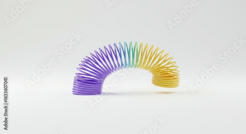 Rainbow Slinky Toy: A Colorful Nostalgic Delight on a Seamless White Background