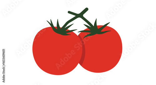 Two cartoon tomatoes on the vine