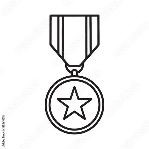 Military Medal Line Art Illustration

