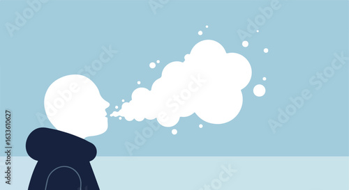 Silhouette blowing vapor