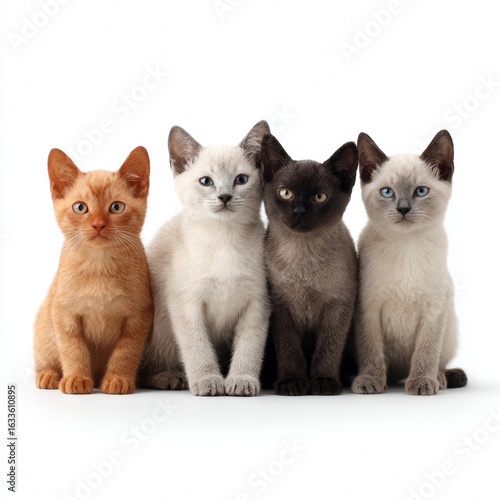 Wallpaper Mural A group of four adorable kittens of different colors sitting in a row, looking at the camera Torontodigital.ca