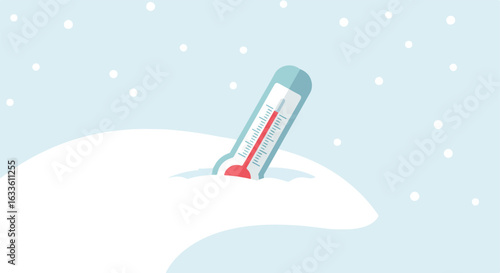 Thermometer in snow showing freezing