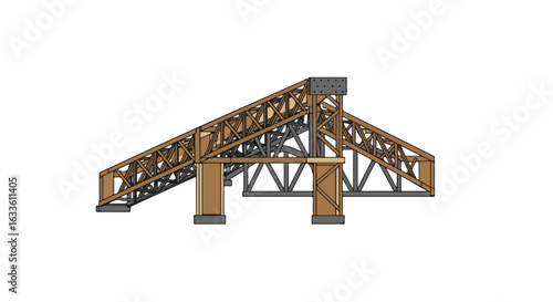 Wood and steel truss system on bases