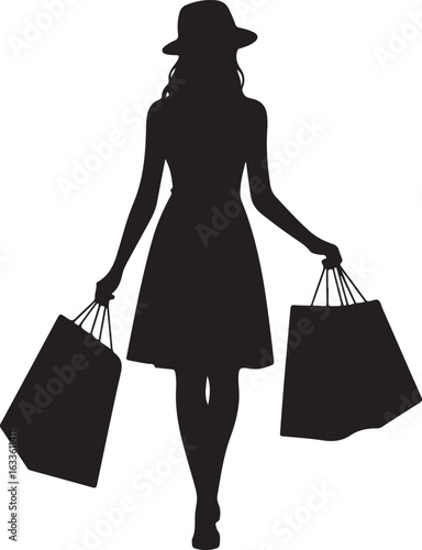 Shopping gril Silhouette Vector