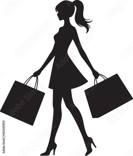 Shopping gril Silhouette Vector