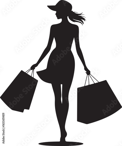 Shopping gril Silhouette Vector