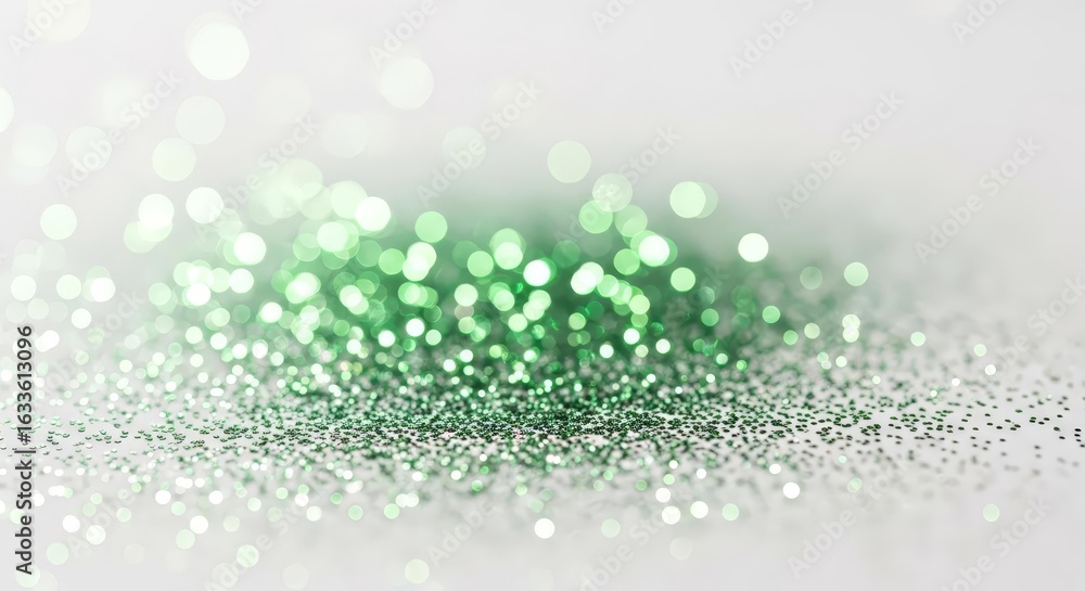 Fototapeta premium Green Glitter Macro Texture for 14 August Celebration