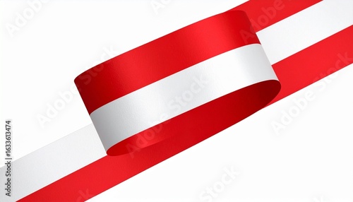 Free Download Textured Austrian Flag Ribbon in a Graceful Dynamic Curl Across a White Background. - GFXLoad