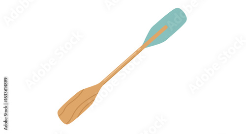 Paddles A wooden canoe paddle with a blue end on a white backdrop