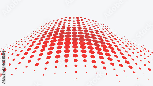 Red halftone pattern forming a curved surface against a white background in a repeating design